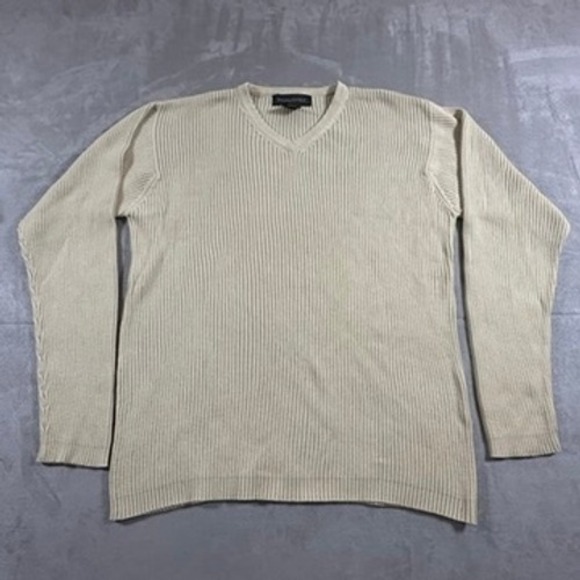 Banana Republic Other - Vintage Banana Republic V-Neck Sweater Mens Ribbed Knit 100% Cotton Large Beige